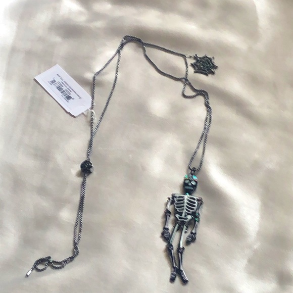 Betsey Johnson Hematite Tone Glow in The Dark Skeleton Pendant Necklace NWT - Picture 10 of 16
